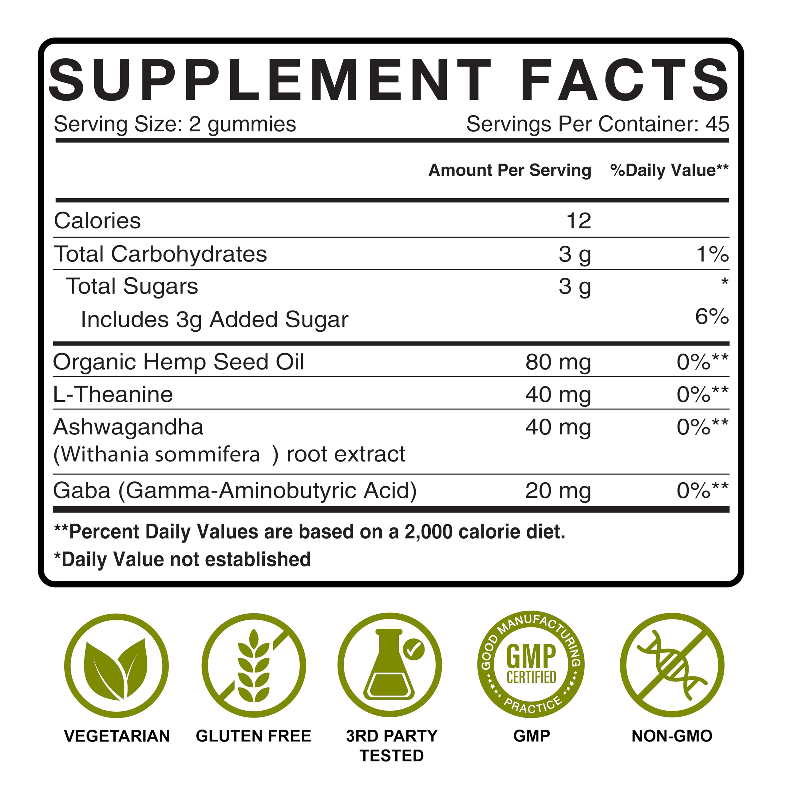 90-count bottle of Hemp Gummies Made in USA