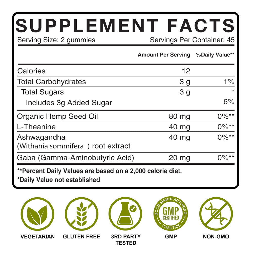 90-count bottle of Hemp Gummies Made in USA