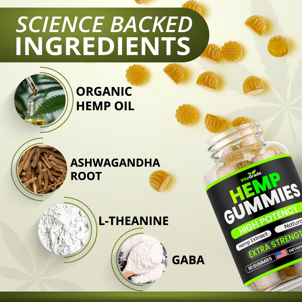 Hemp gummies with Ashwagandha and L-Theanine ingredients