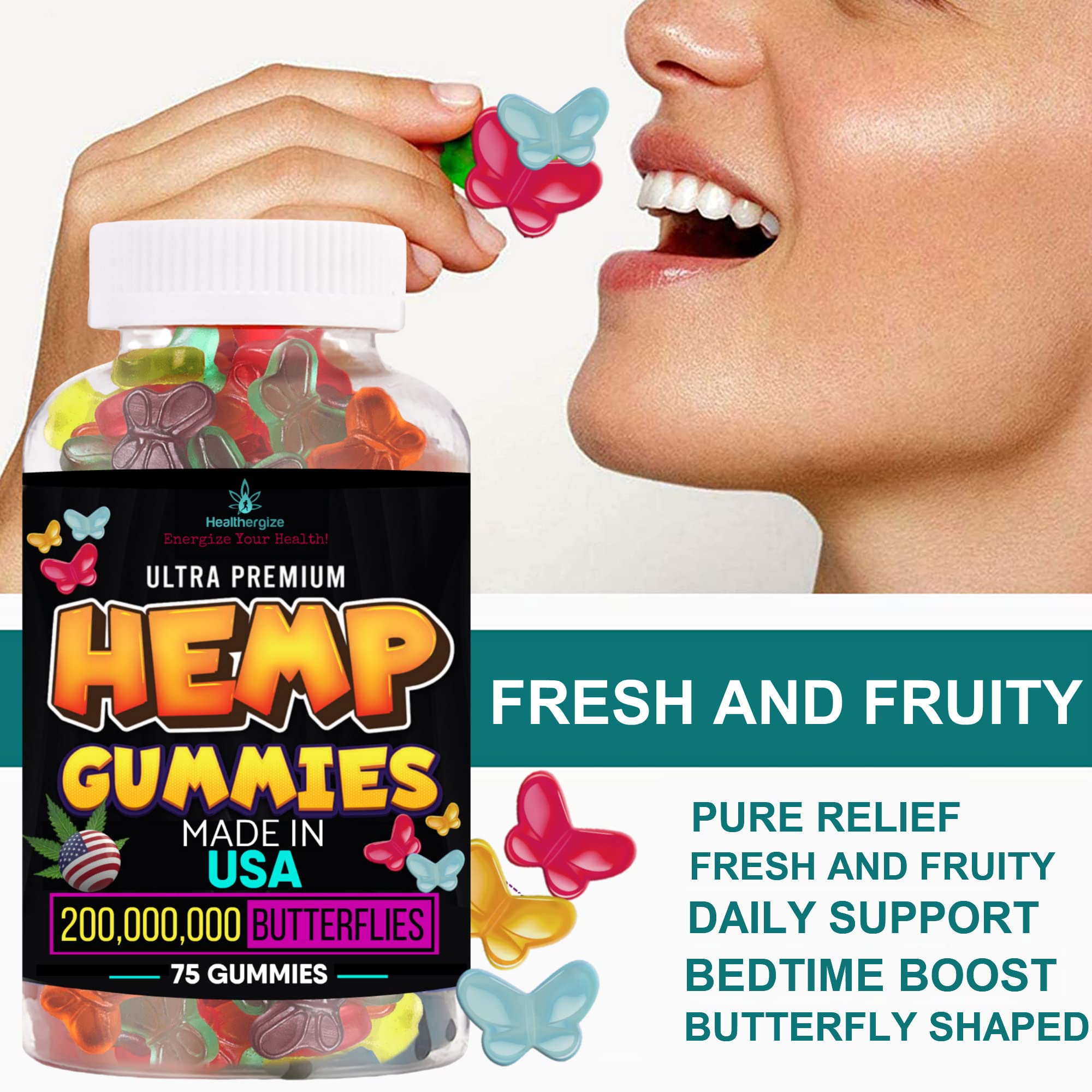 Glossy fruit-flavored hemp gummies