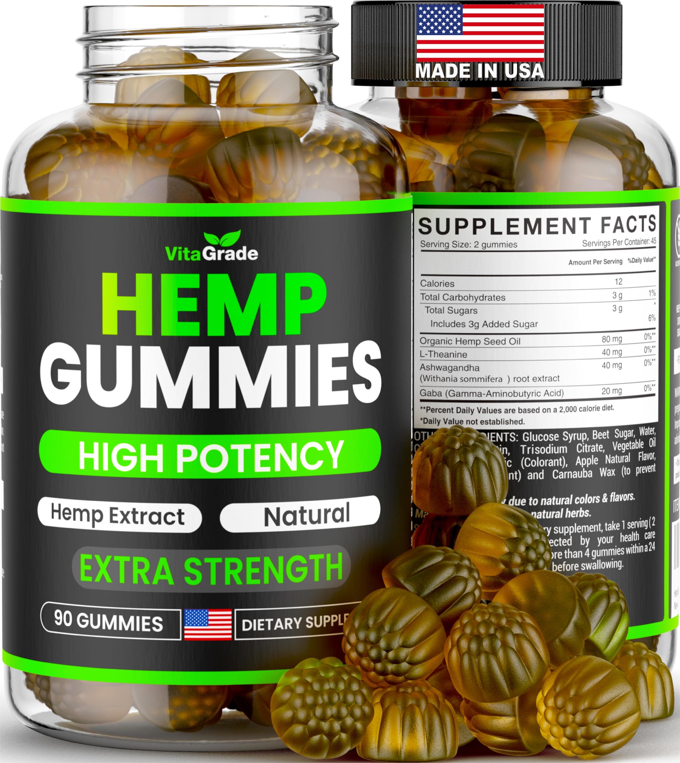 Hemp gummies extra strength in green apple flavor