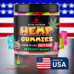 Close-up of an orange hemp gummy bear