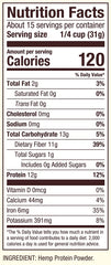 Nutrition highlights: protein, fiber and iron from hemp protein powder