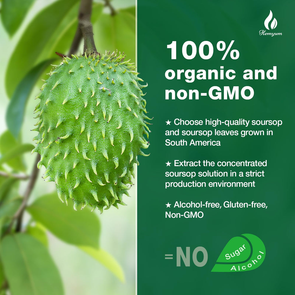 Soursop leaves and sea moss blend beside bottle