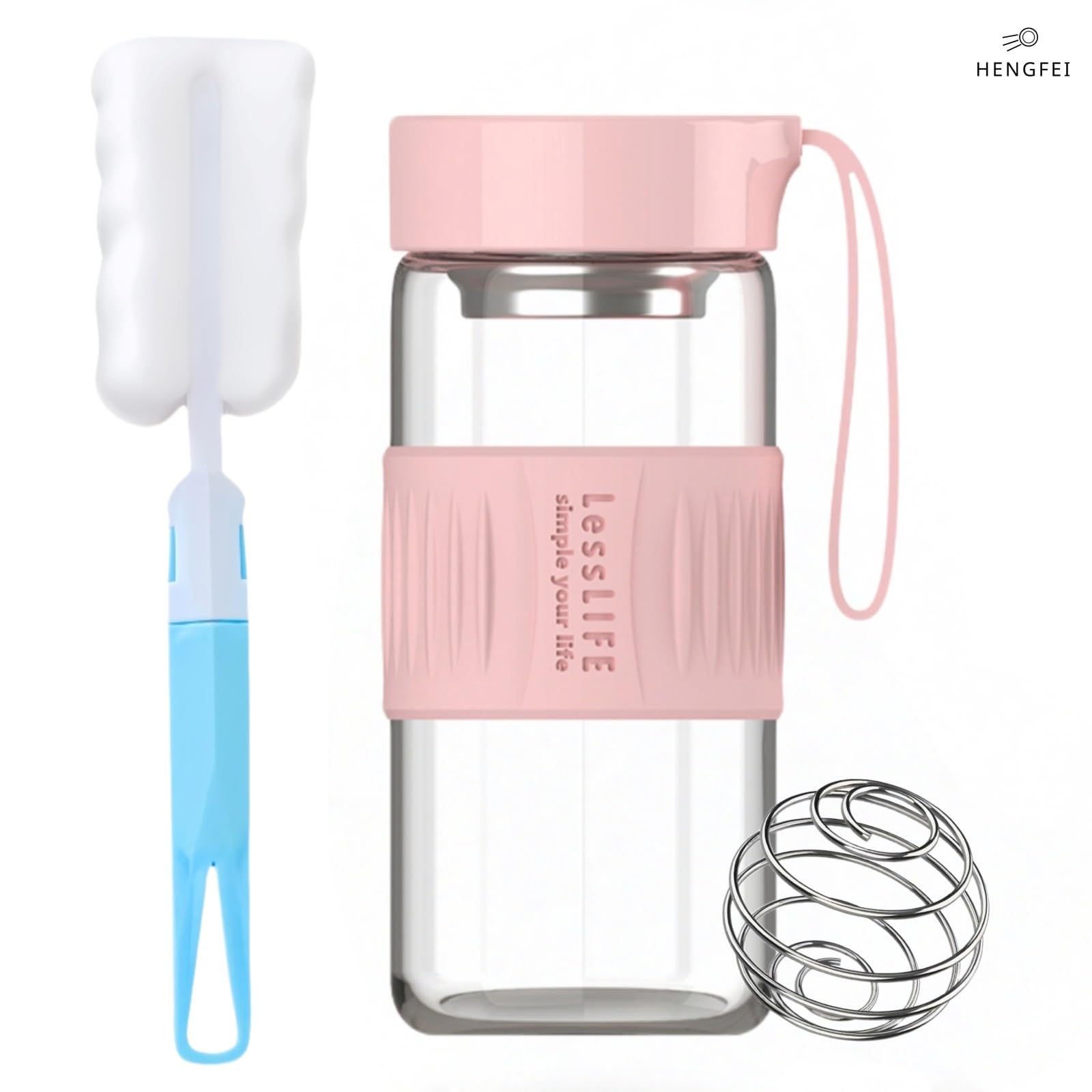 HENGFEI bottle brush included for easy glass shaker cleaning