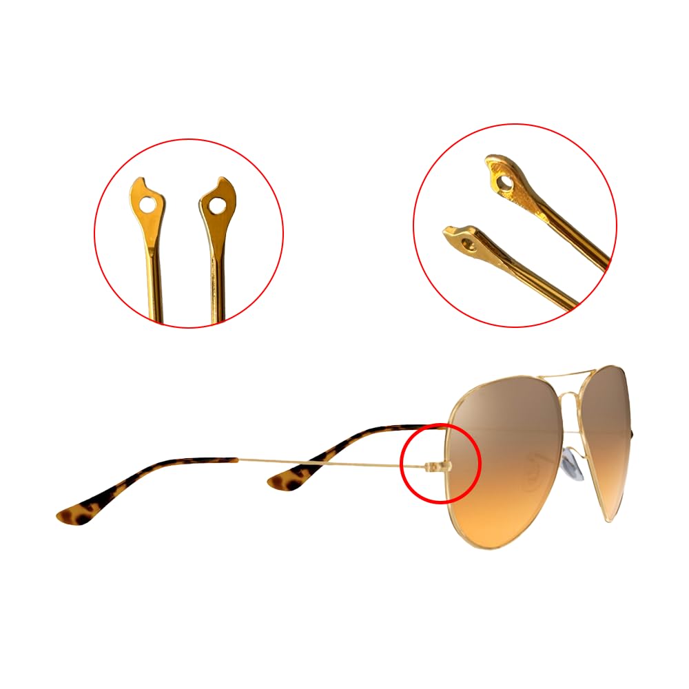 Close-up of Arista Gold finish on Ray-Ban replacement temple arms