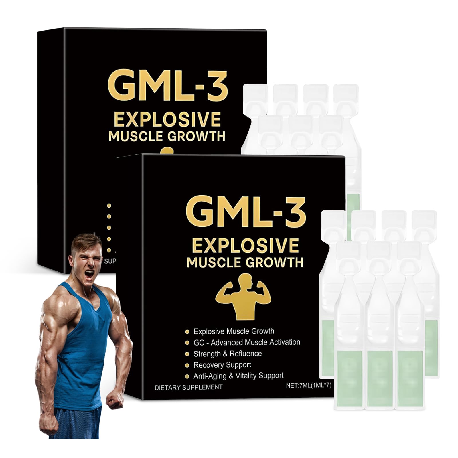 HENGRUNXIN GML-3 bottle front highlights six-in-one fitness support for workouts.