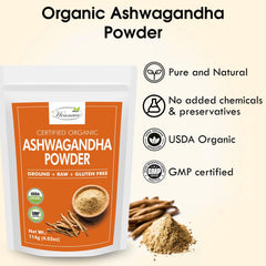 Back packaging of hennaco Ashwagandha Powder showing labels