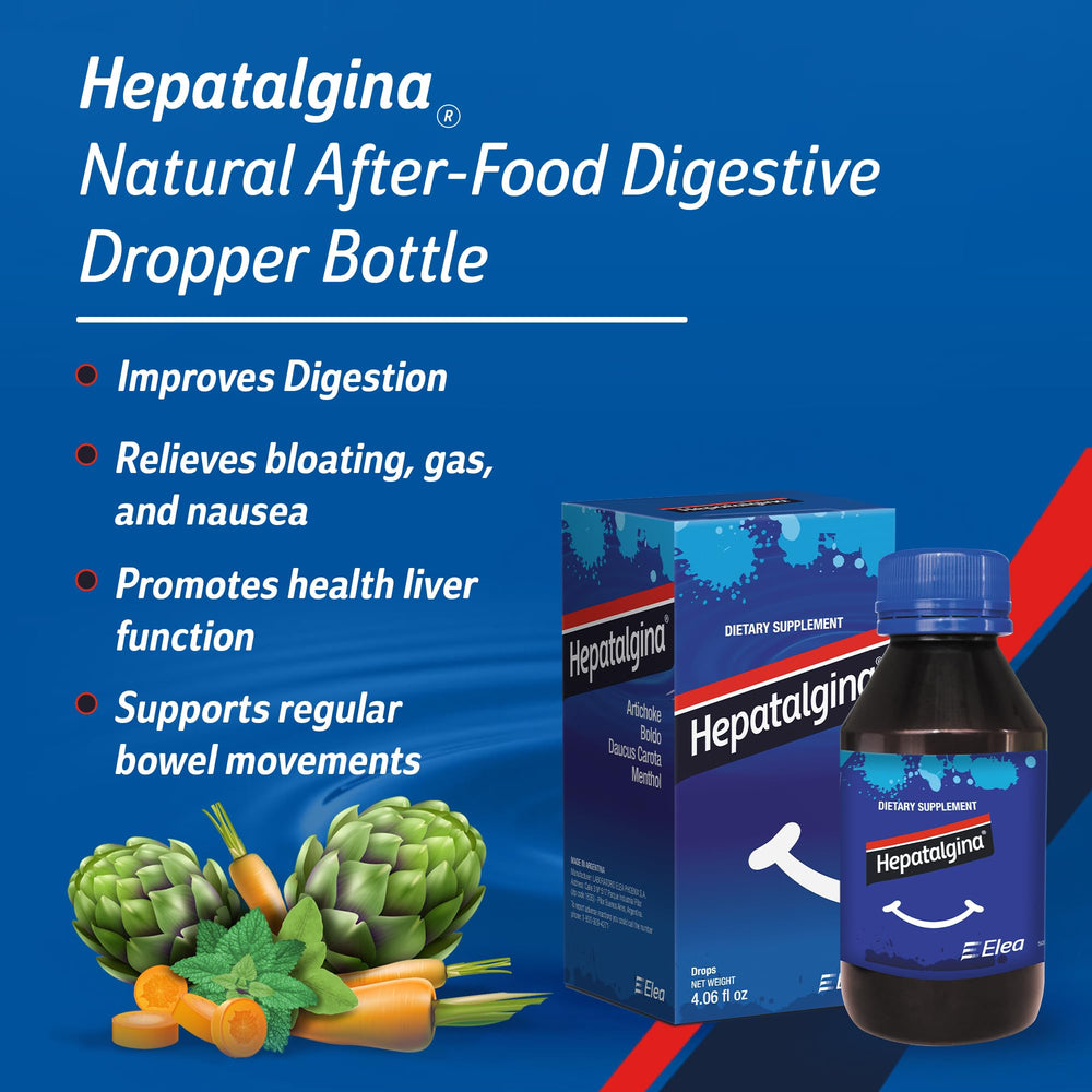 Hepatalgina artichoke leaf extract image highlights natural bile support for digestion.