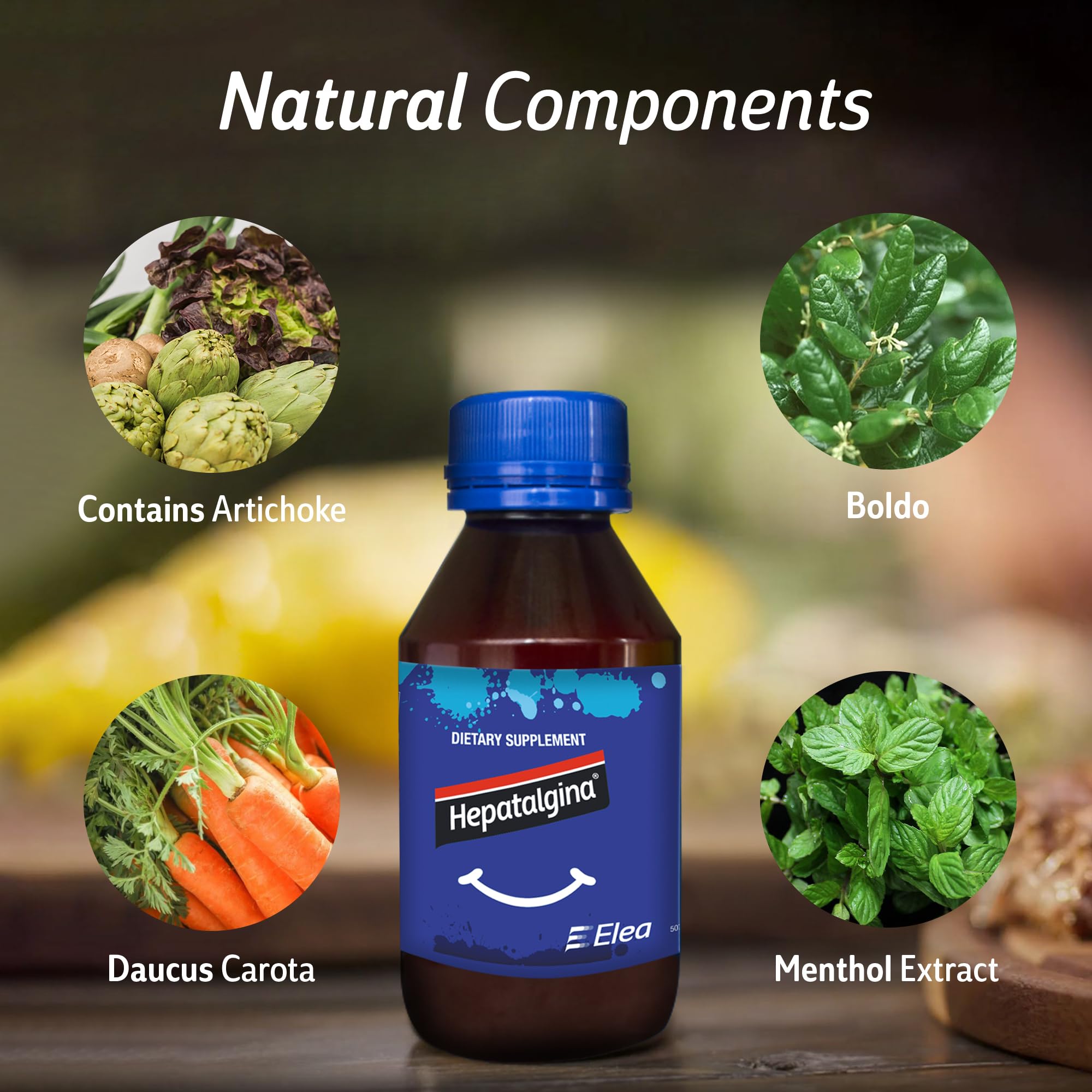 Hepatalgina mint aroma image evokes refreshing herbal relief after meals.