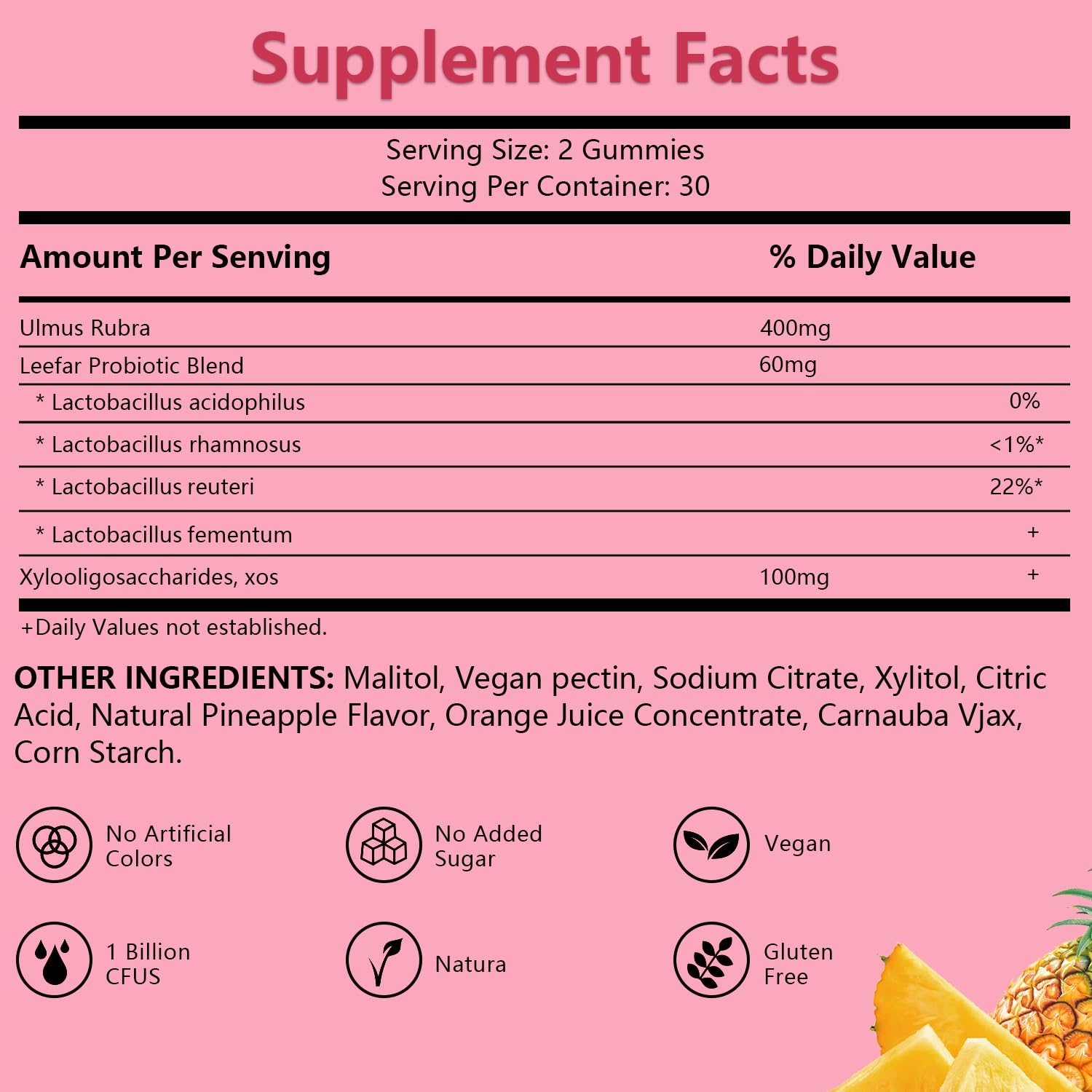Close-up of pineapple-flavored feminine probiotic gummies