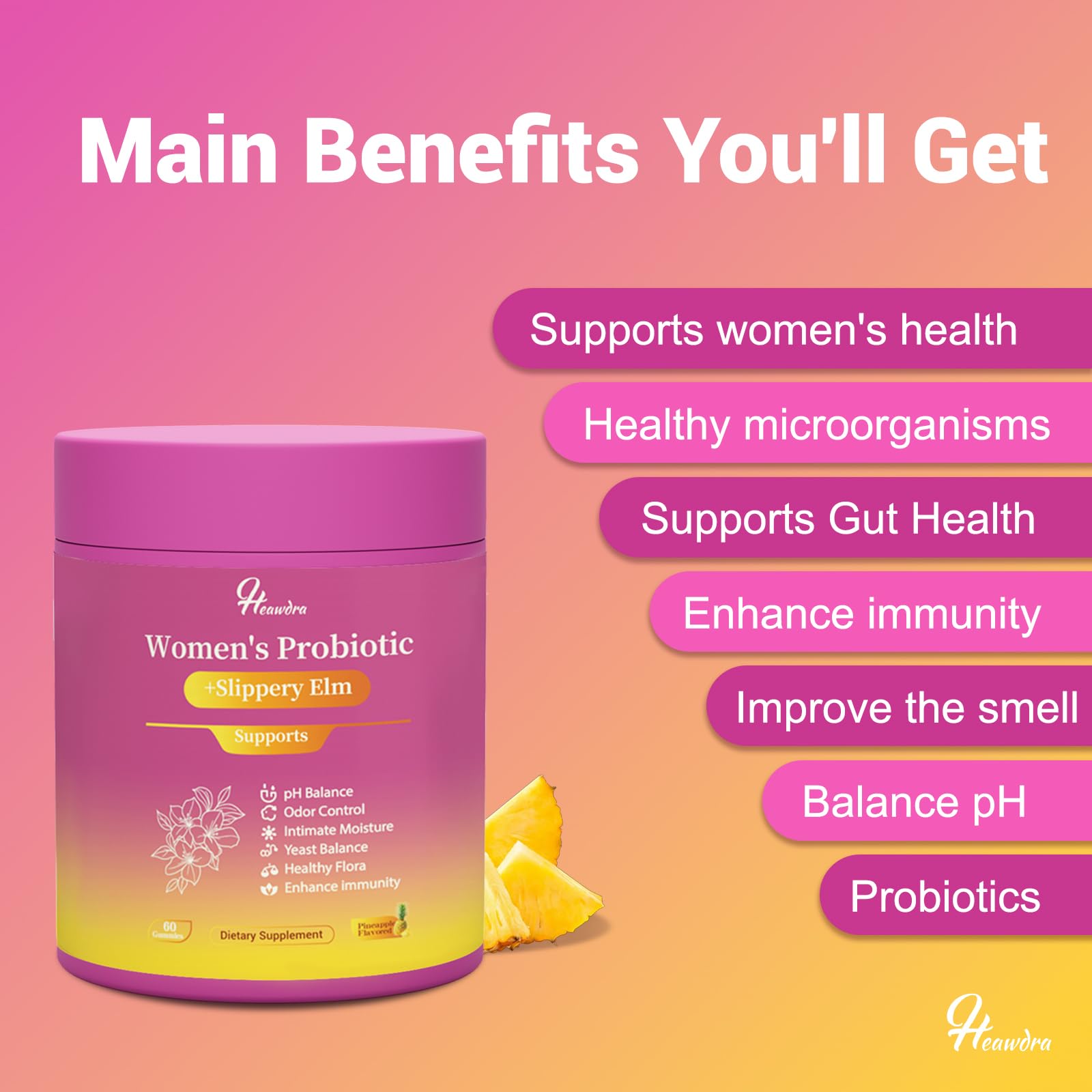 Ingredients showing prebiotics and Lactobacillus in gummies