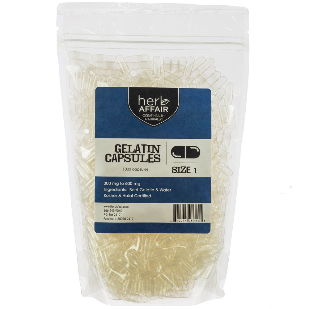 Clear empty gelatin capsules, size 1-1000 count