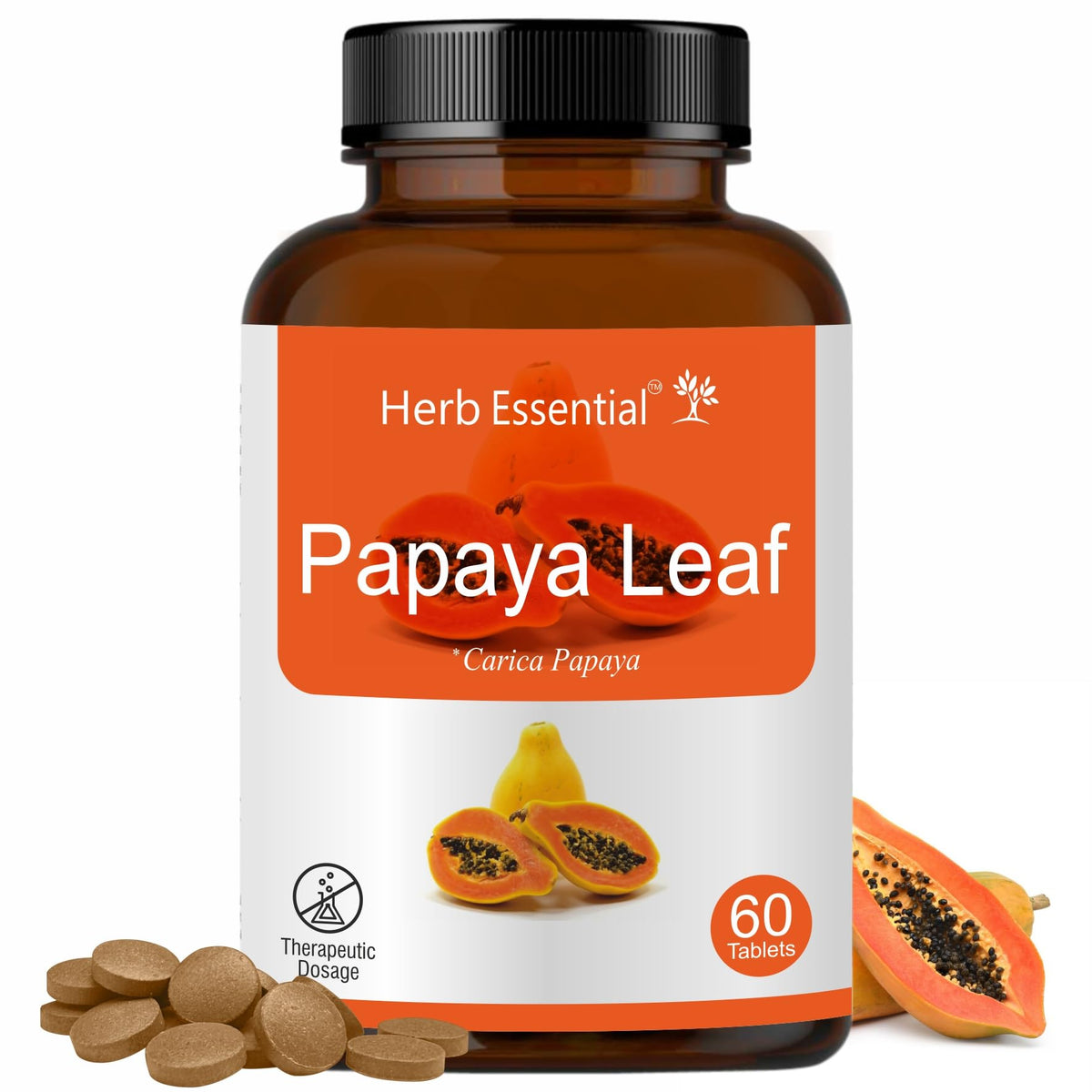 Bottle of Herb Essential Papaya Enzyme Tablets 500mg
