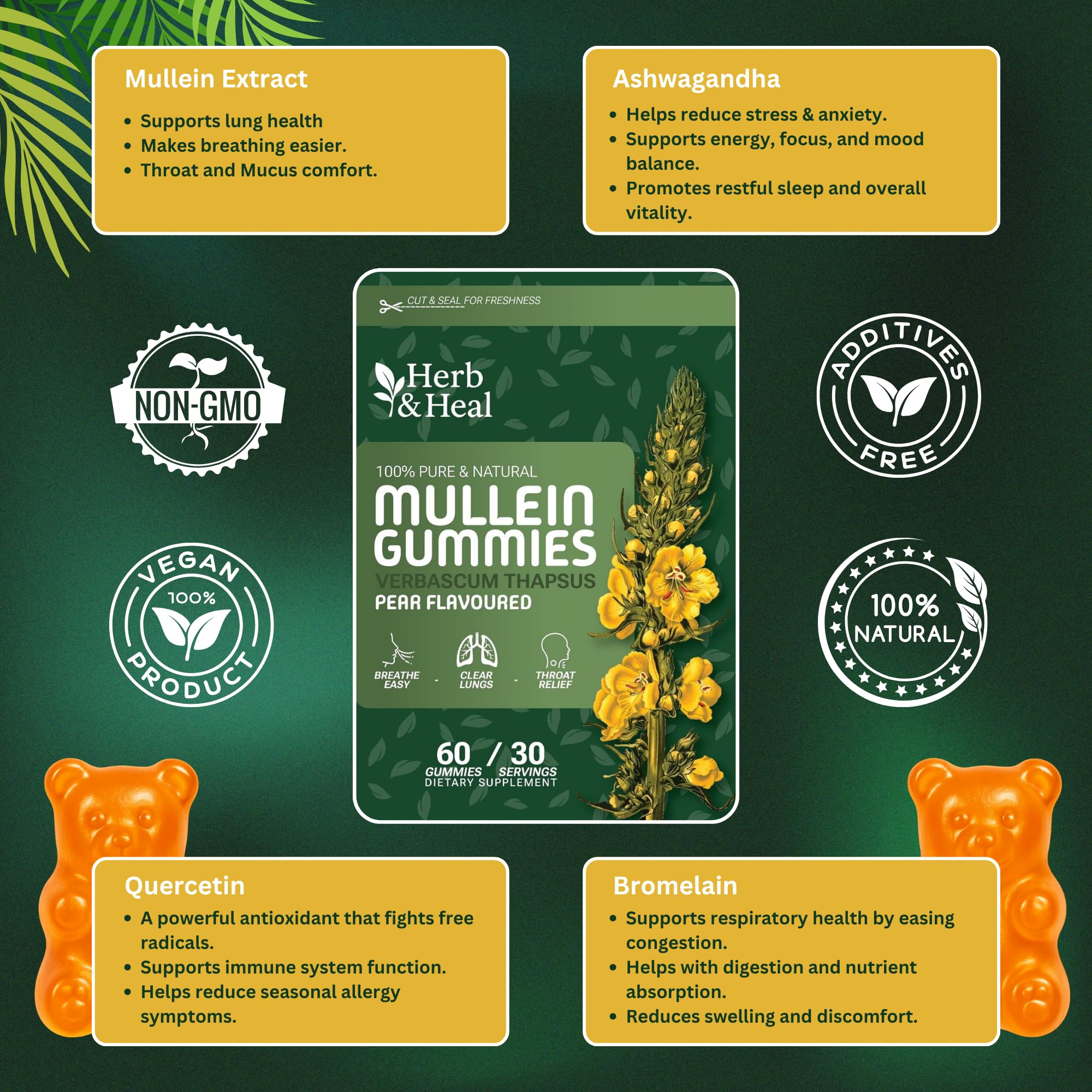 Serving tablespoon exploring the gummies with ingredient icons