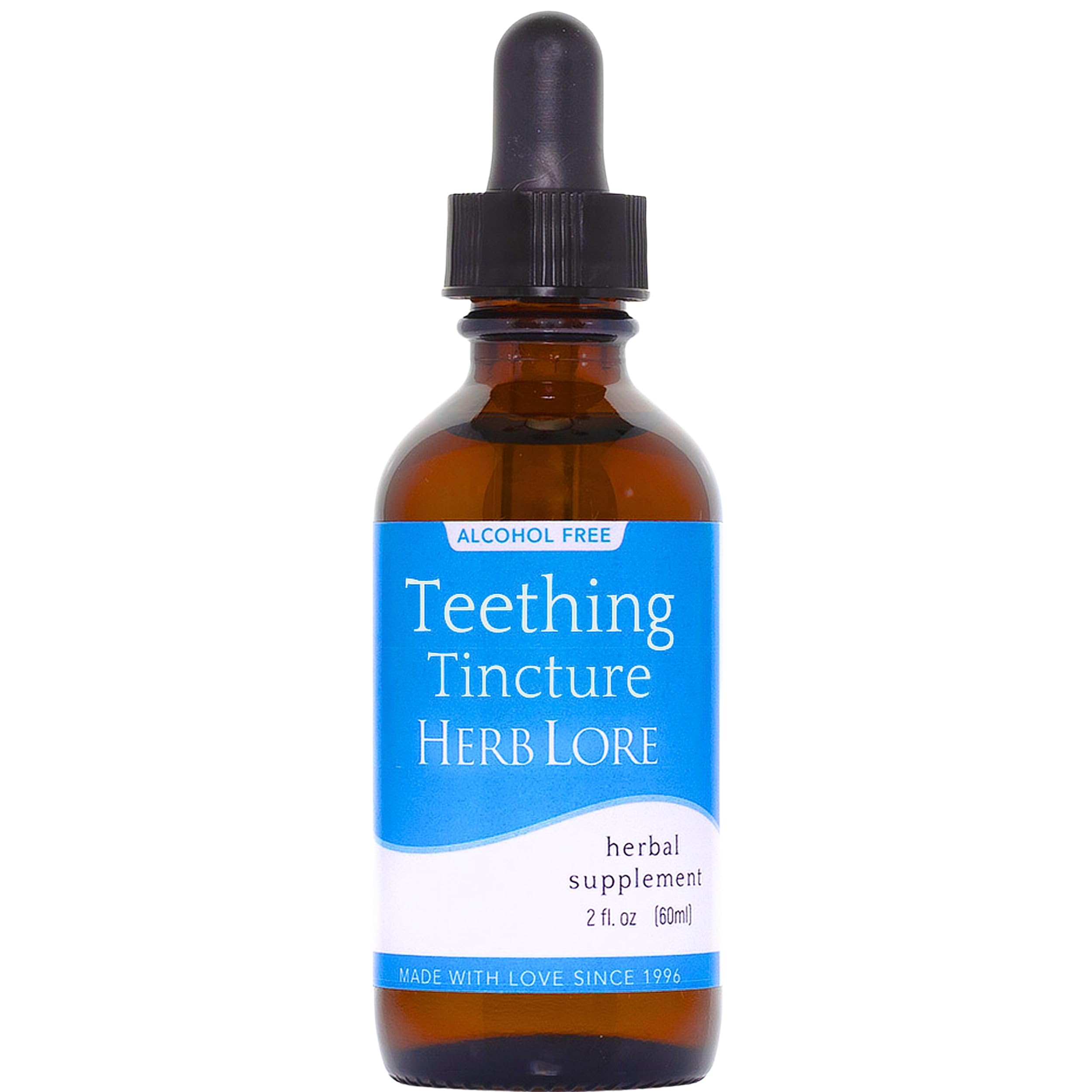 Herb Lore Teething Tincture bottle with dropper