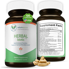 Bottle of Herbal Biotic immune support capsules