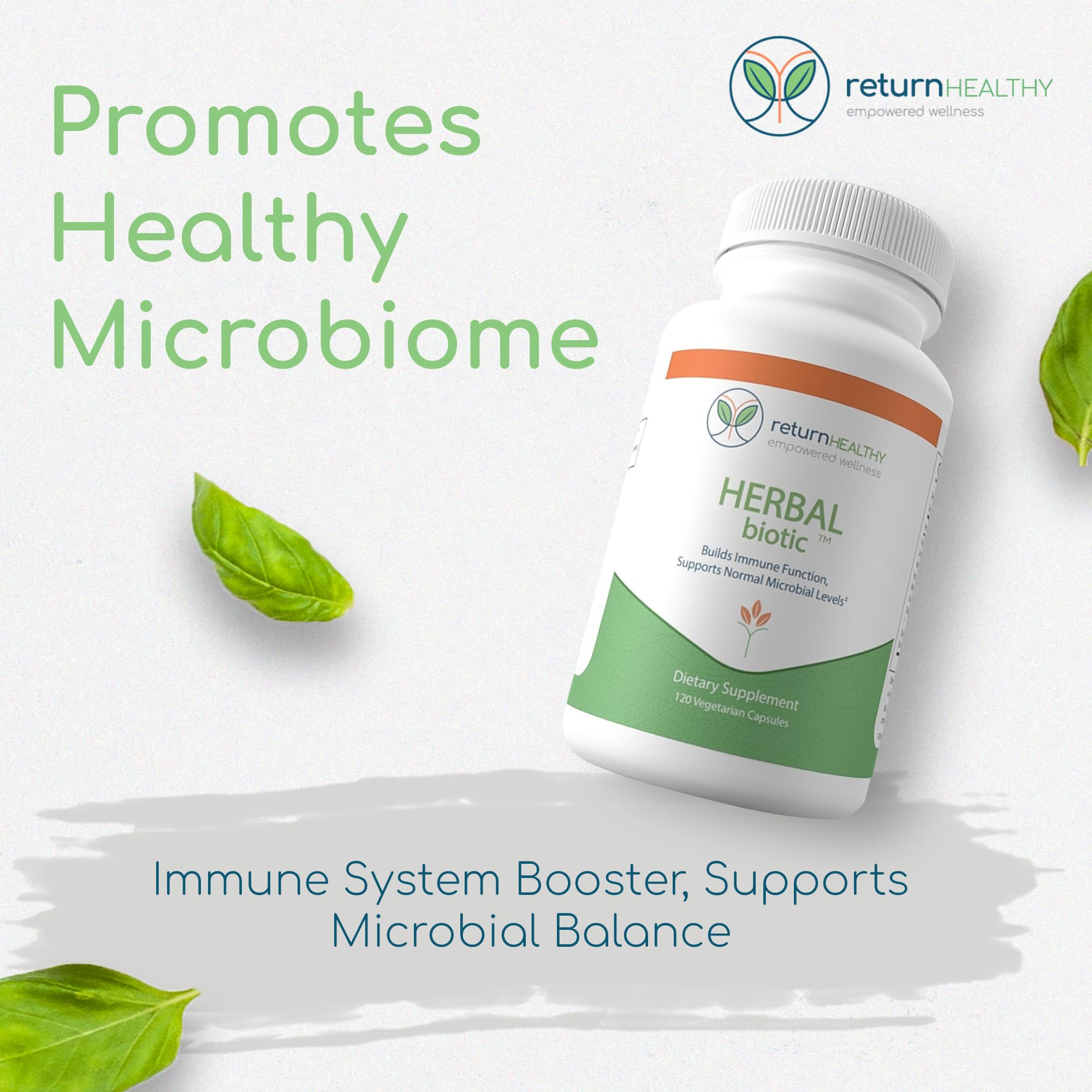 Close-up of Herbal Biotic ingredients and capsules