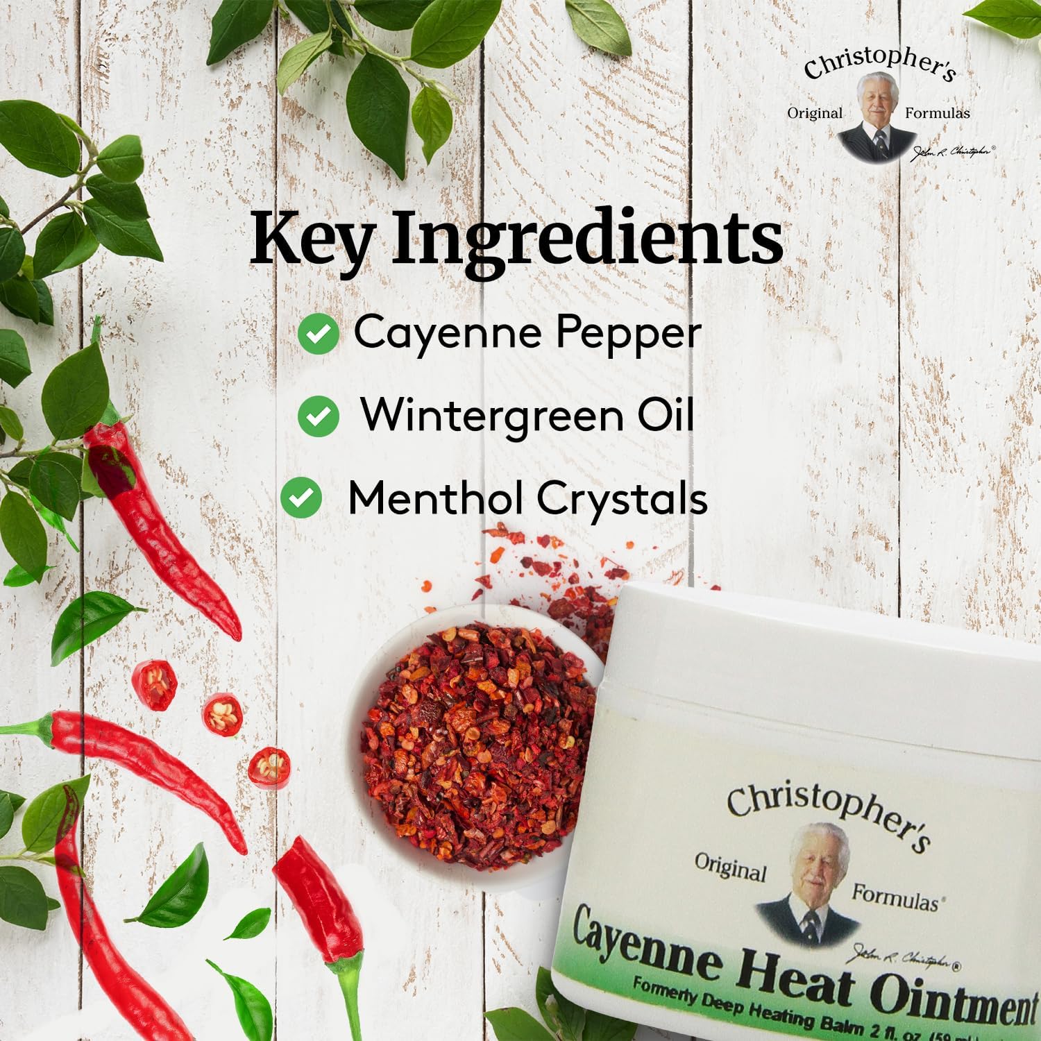 Herbal blend featuring wintergreen and peppermint in the ointment