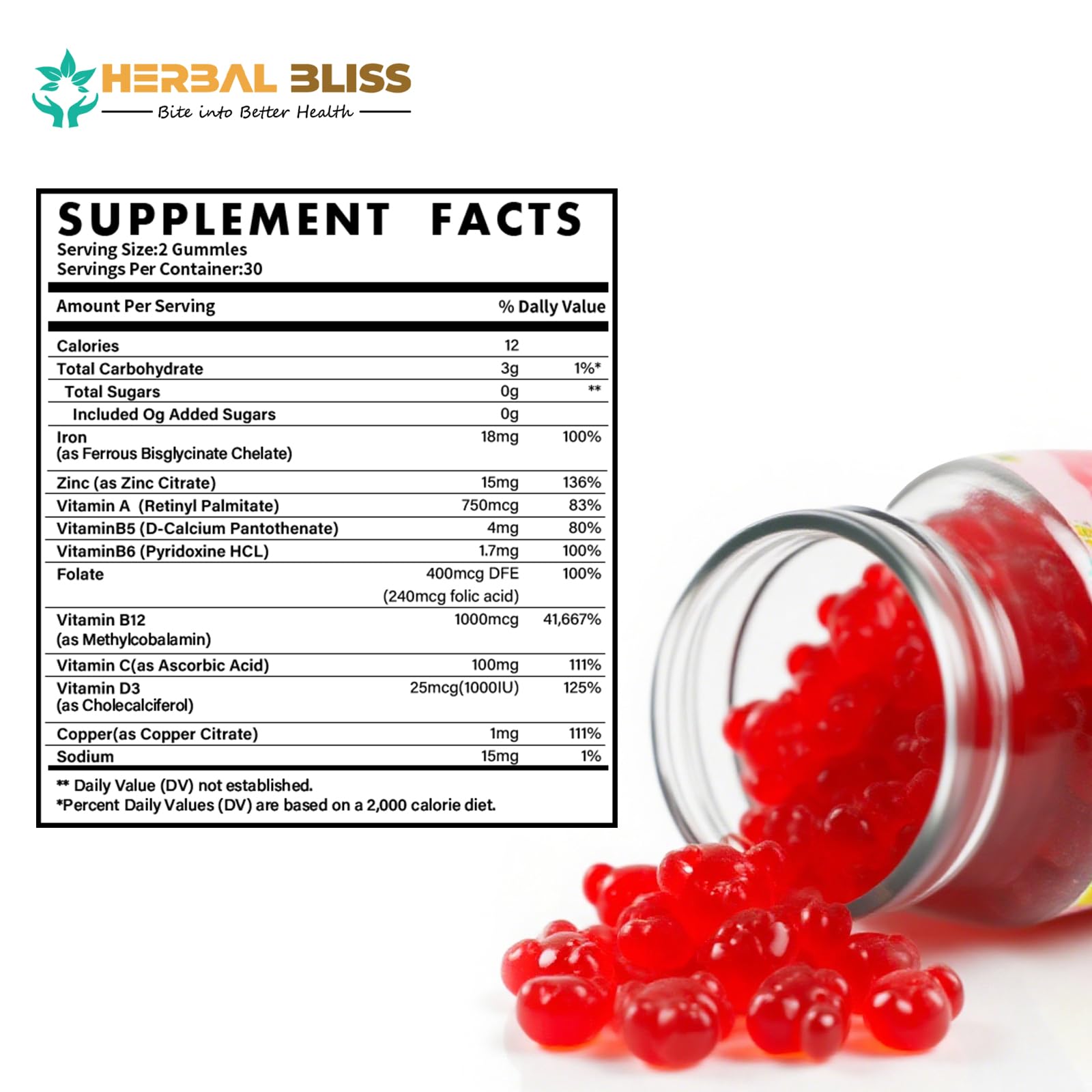 Gluten-free iron gummies bottle