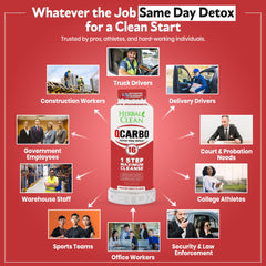 Herbal Clean Qcarbo16 bottle label details ingredients and cleansing concept.