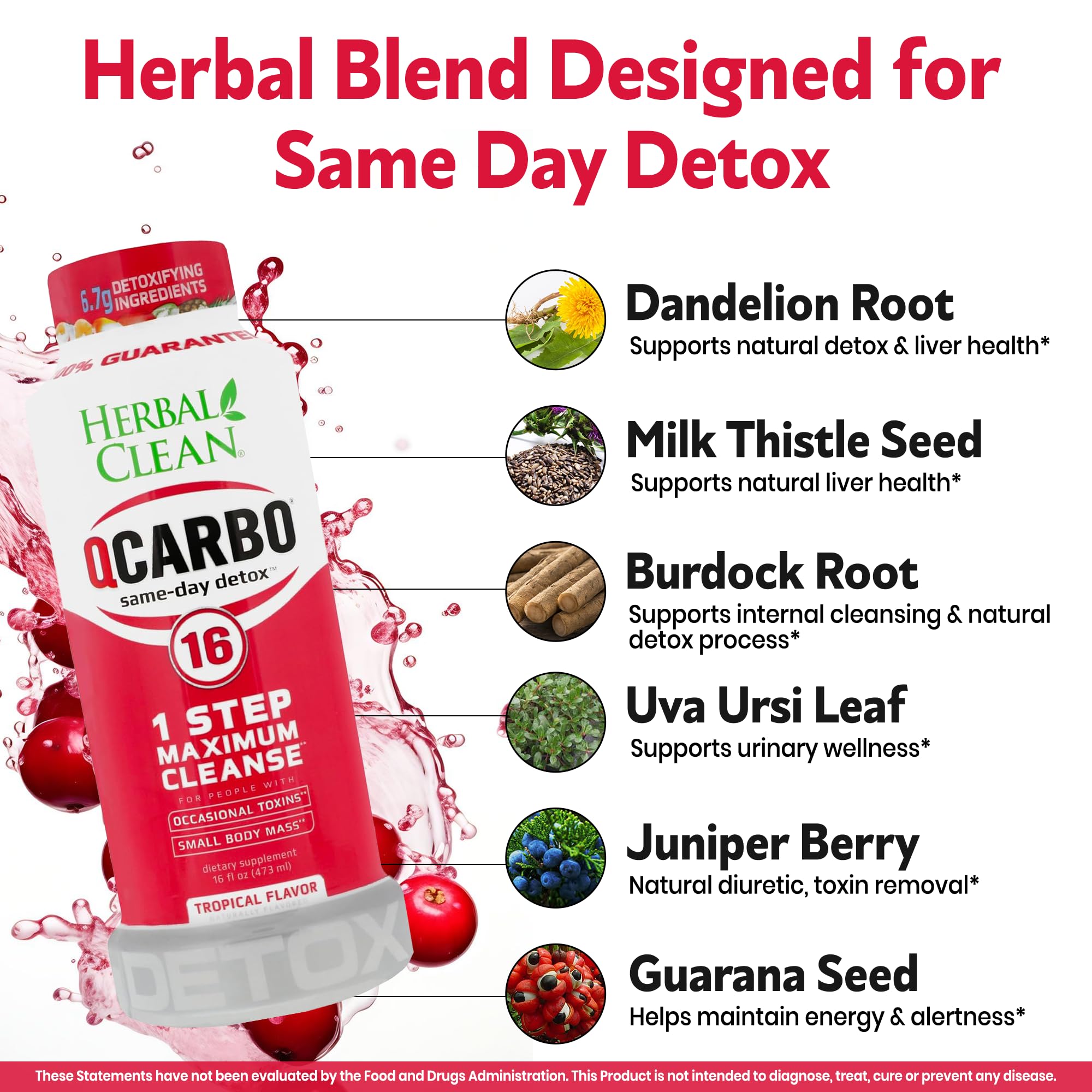 Usage instructions for Herbal Clean Qcarbo16 Tropical detox drink