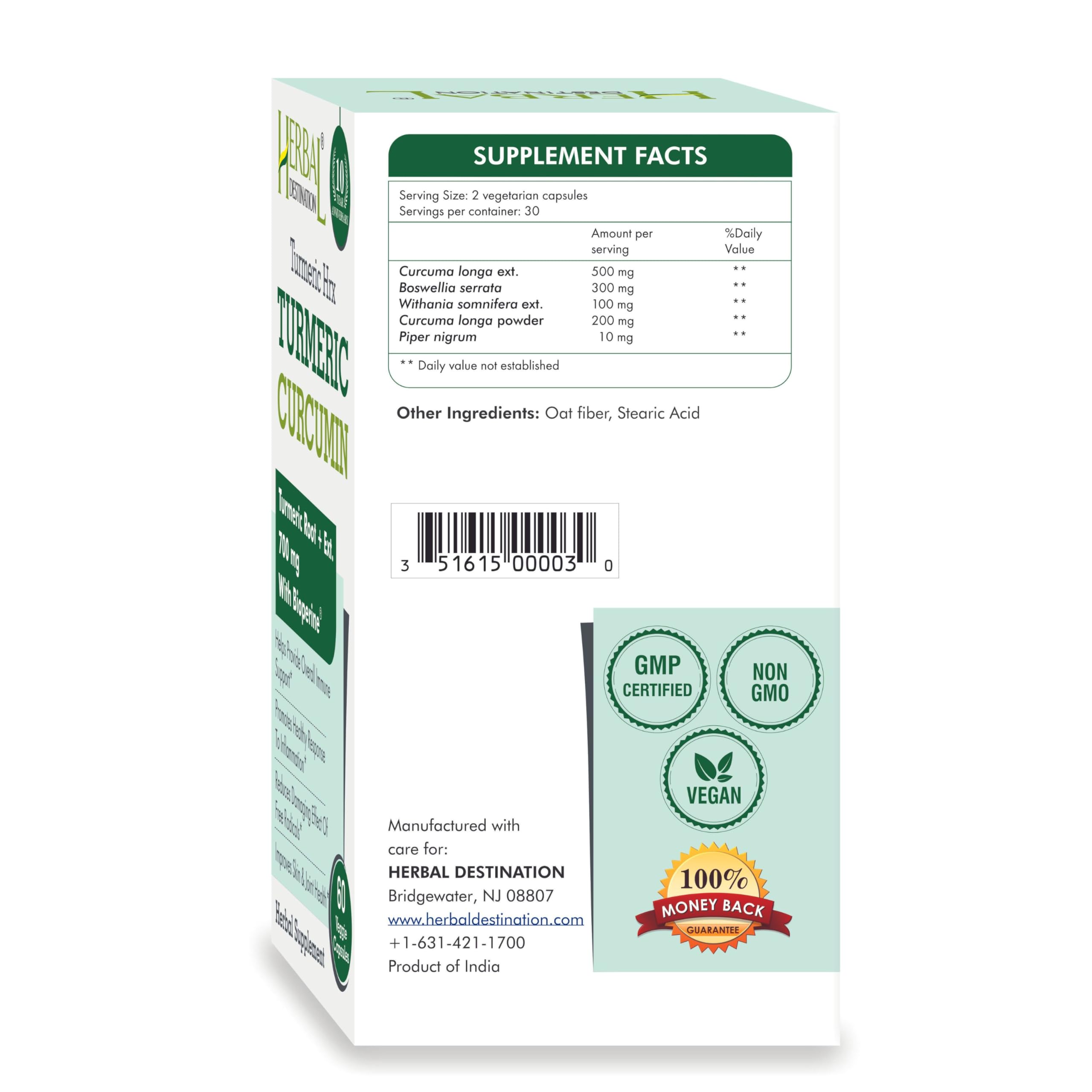 Herbal Destination Turmeric Supplement packaging