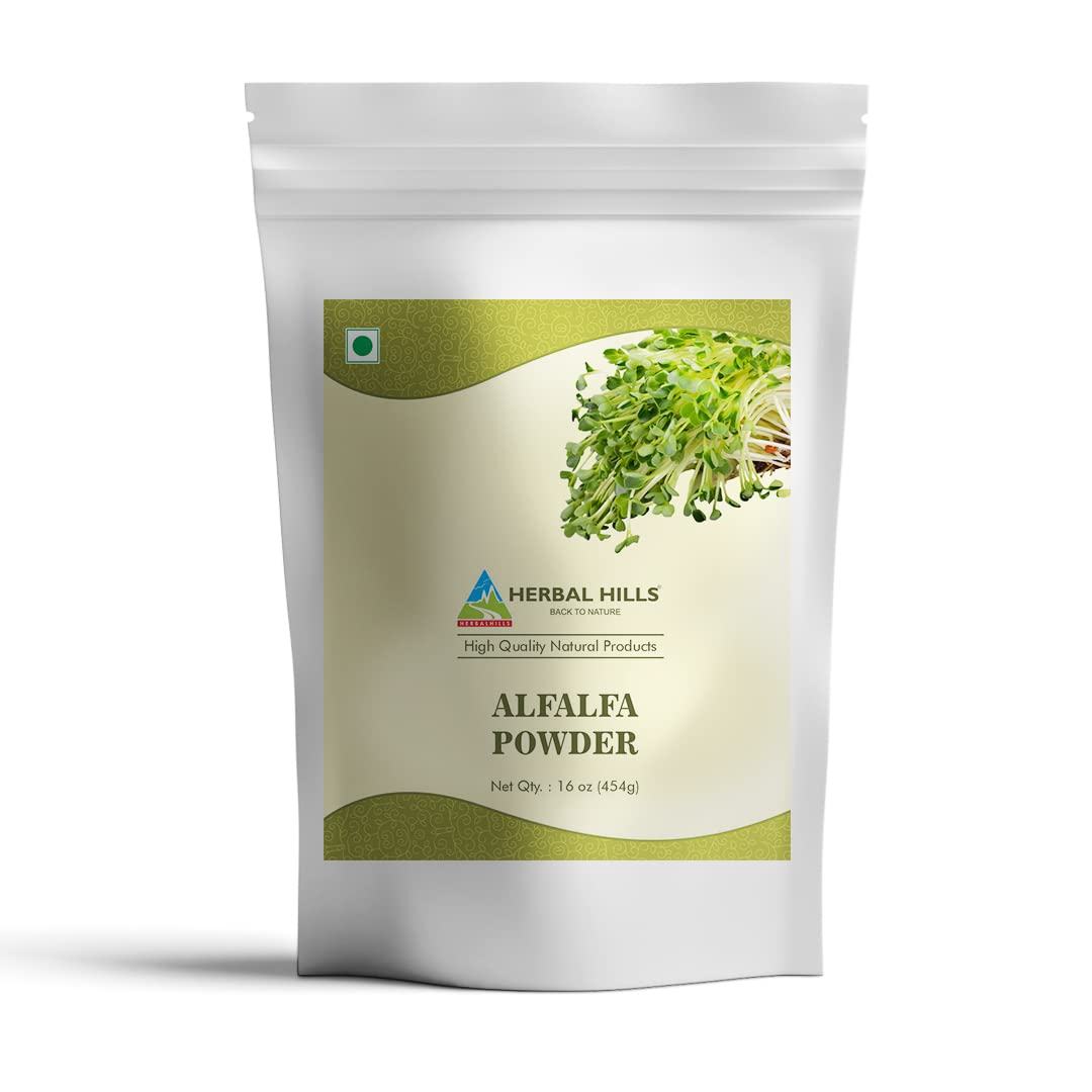 HERBAL HILLS Alfalfa Powder 16 oz jar and label