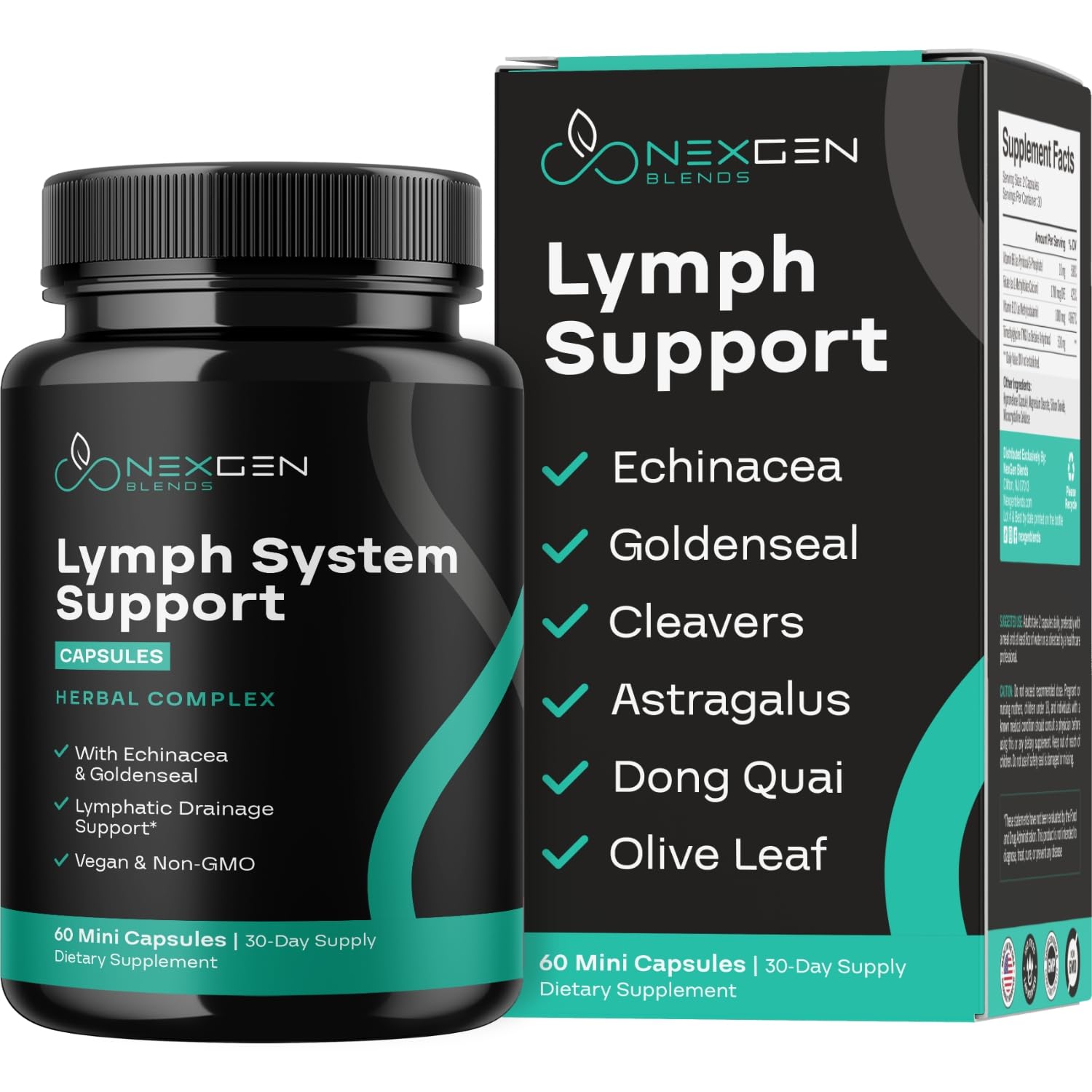 Bottle of Herbal Lymph System Support Supplement
