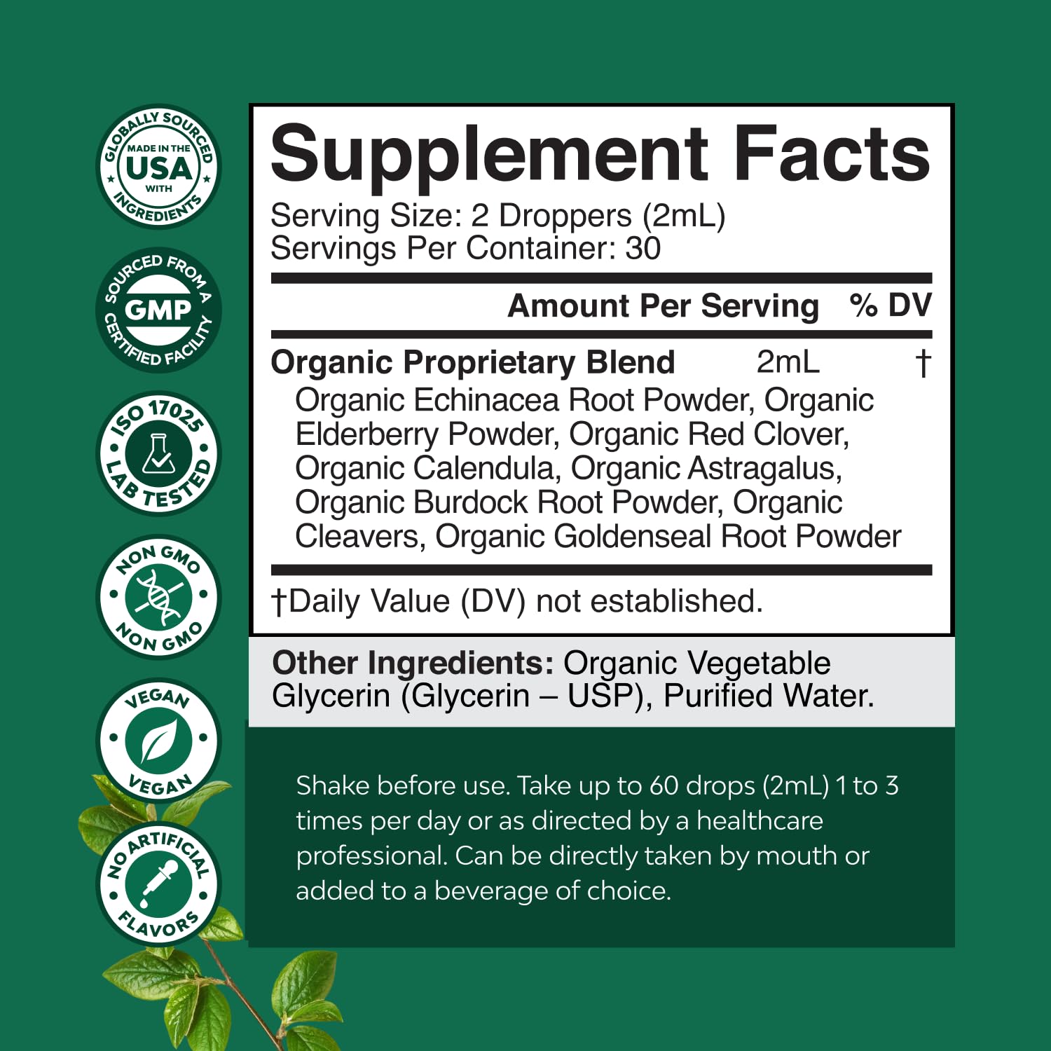 Illustration of herbal ingredients for lymphatic cleanse