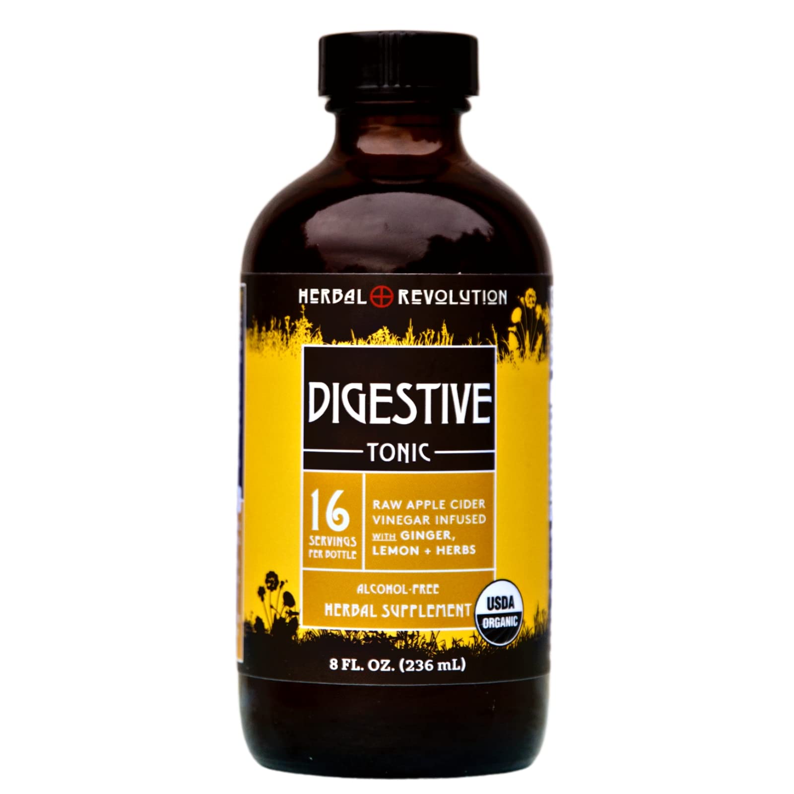 Front label of Herbal Revolution Digestive Tonic bottle
