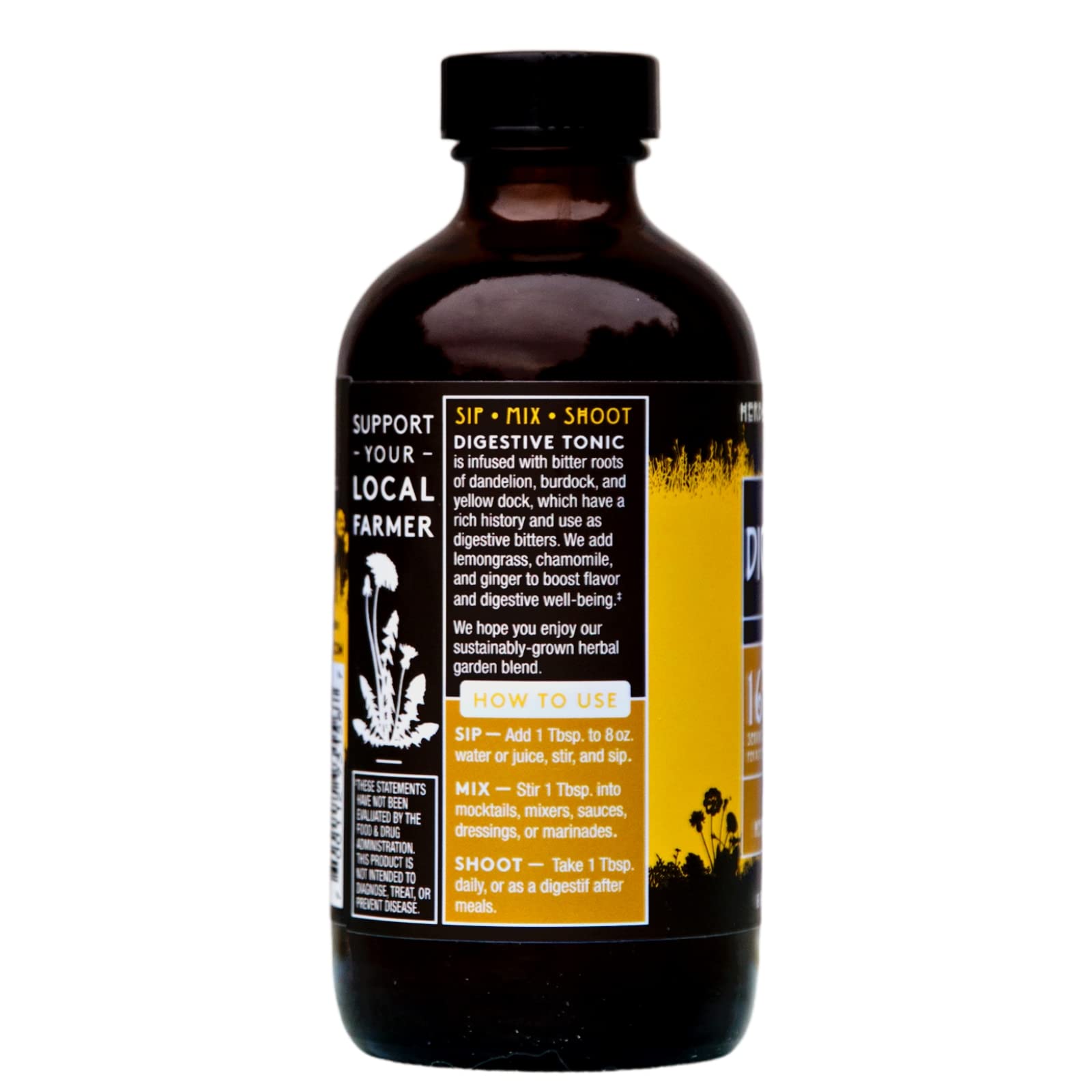 Close-up of the Digestive Tonic ingredients list