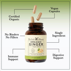 Nutrition and ingredients label on Ginger Supplement bottle