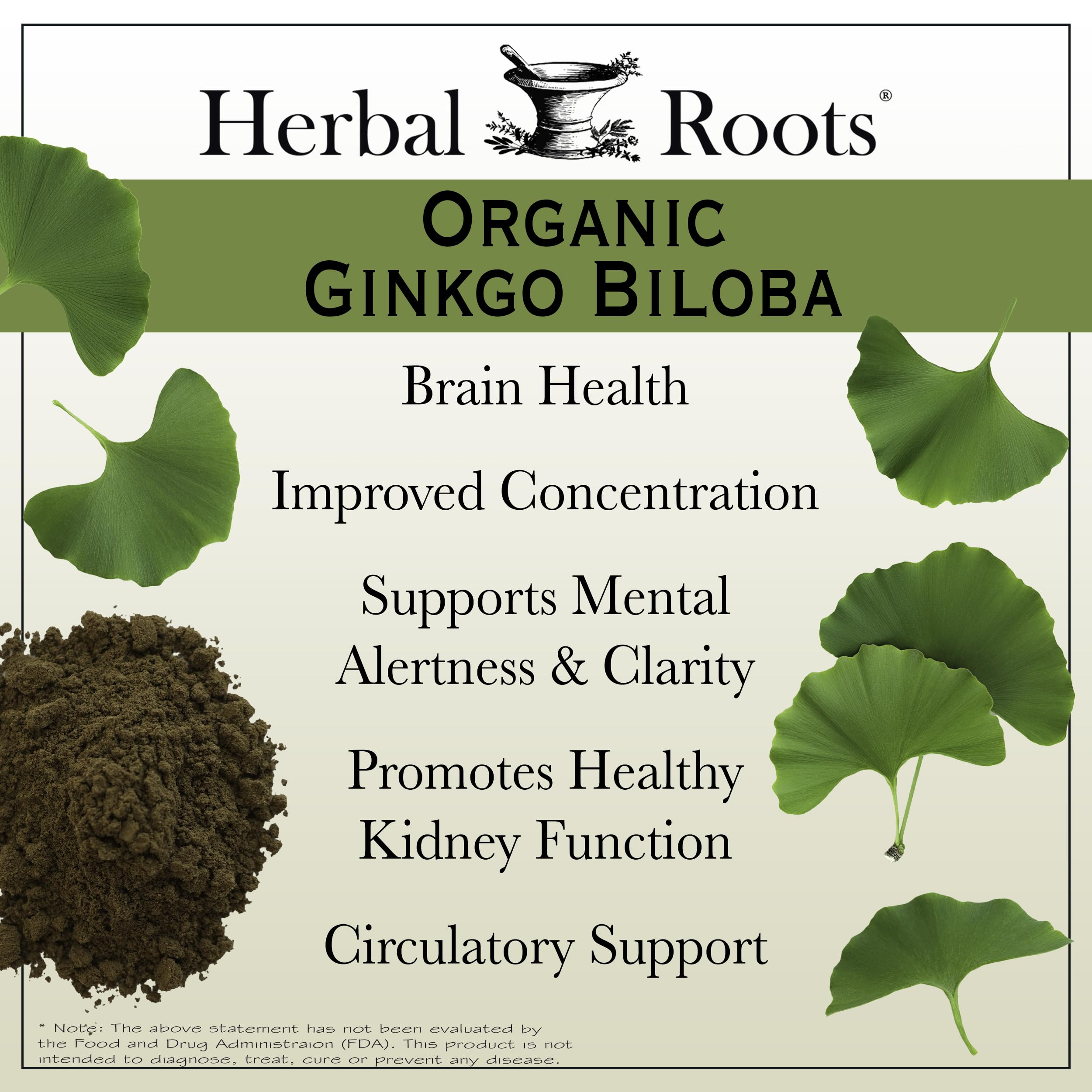Organic ginkgo leaf and extract ingredients on label