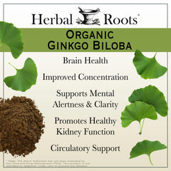 Organic ginkgo leaf and extract ingredients on label