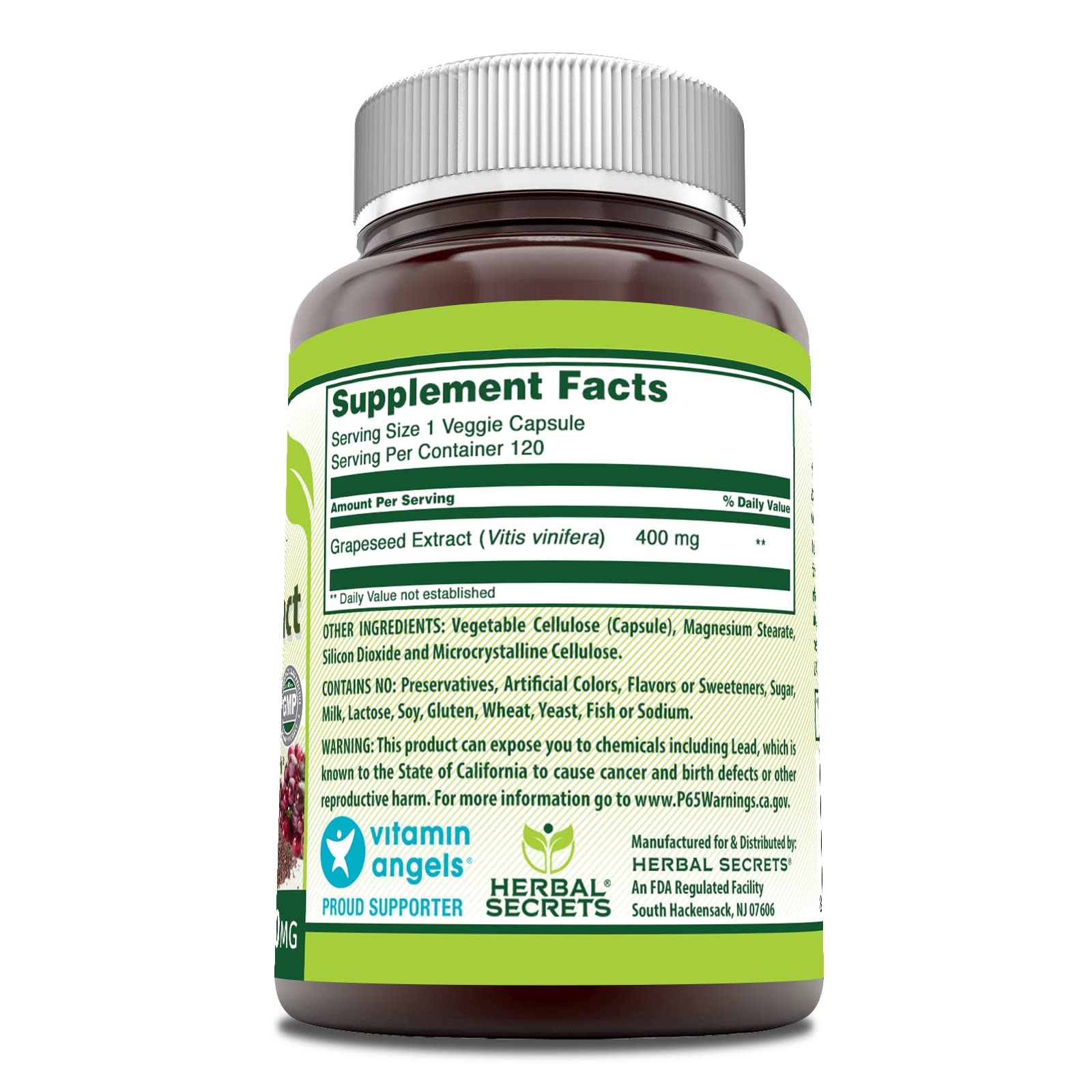 Grapeseed extract capsules and bottle