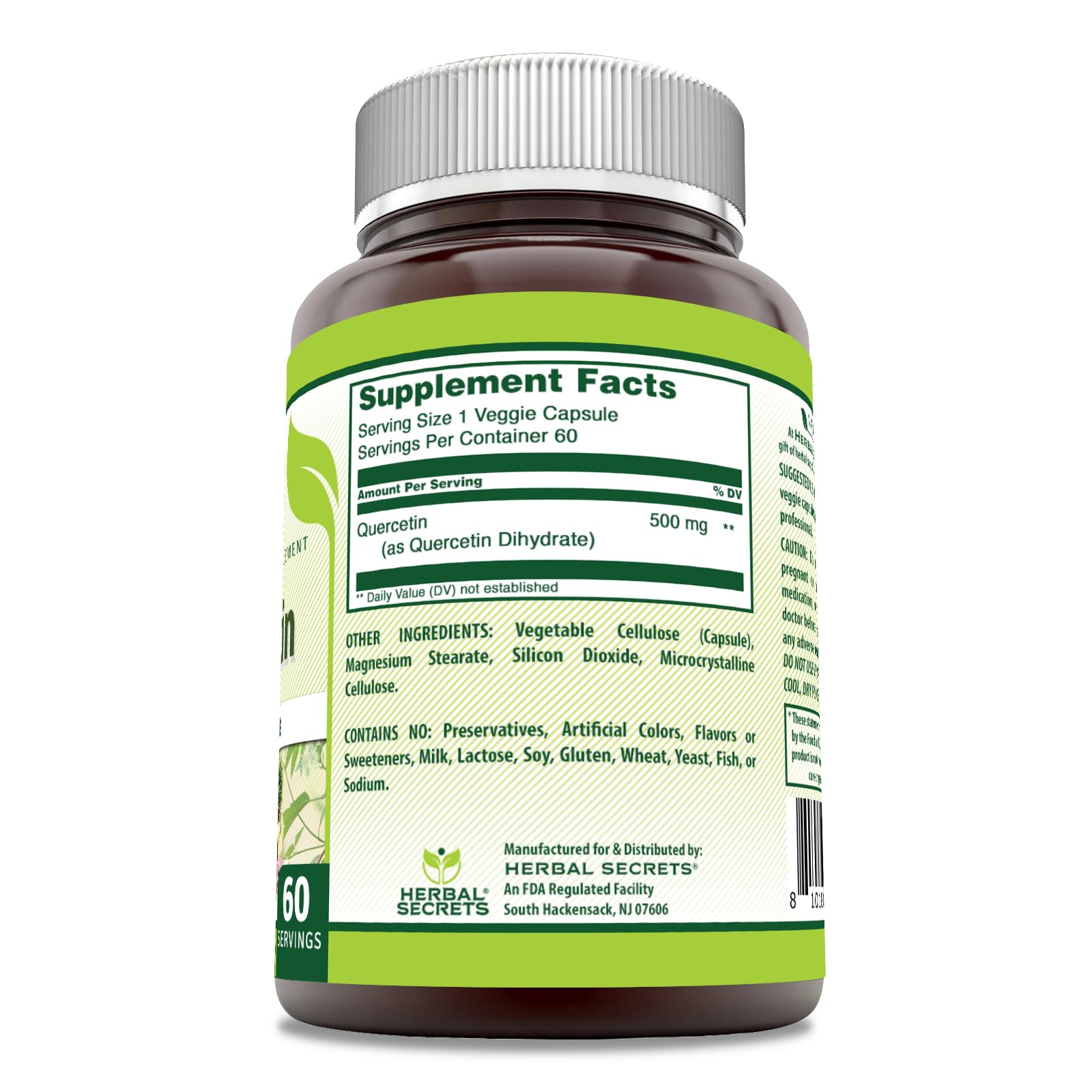 Herbal Secrets Quercetin 500 mg bottle