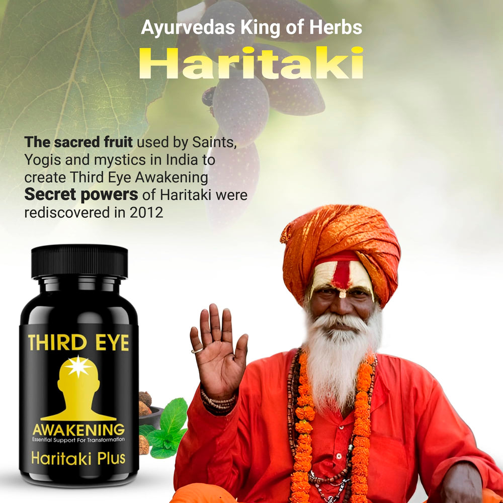 Herbal supplements including haritaki in a display