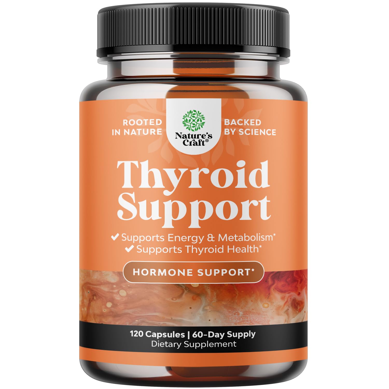 Herbal Thyroid Support Complex bottle with 120 halal capsules