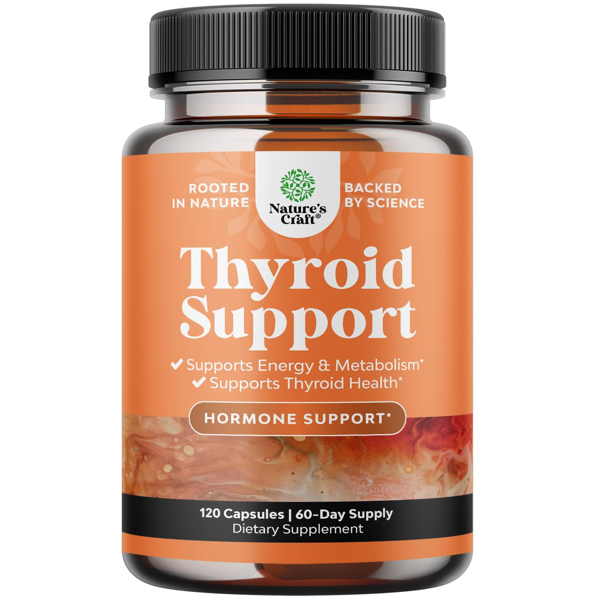 Herbal Thyroid Support Complex bottle with 120 halal capsules