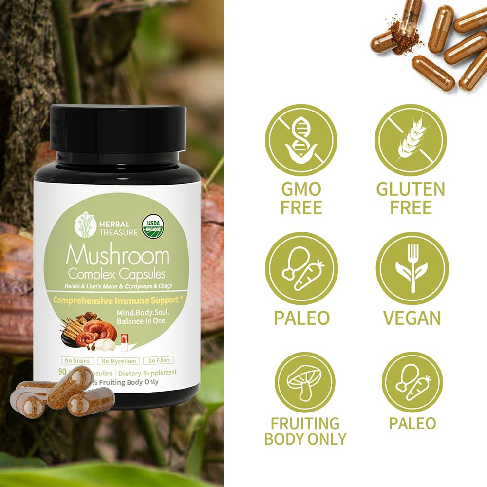 Reishi and Cordyceps mushrooms highlighting adaptogenic properties