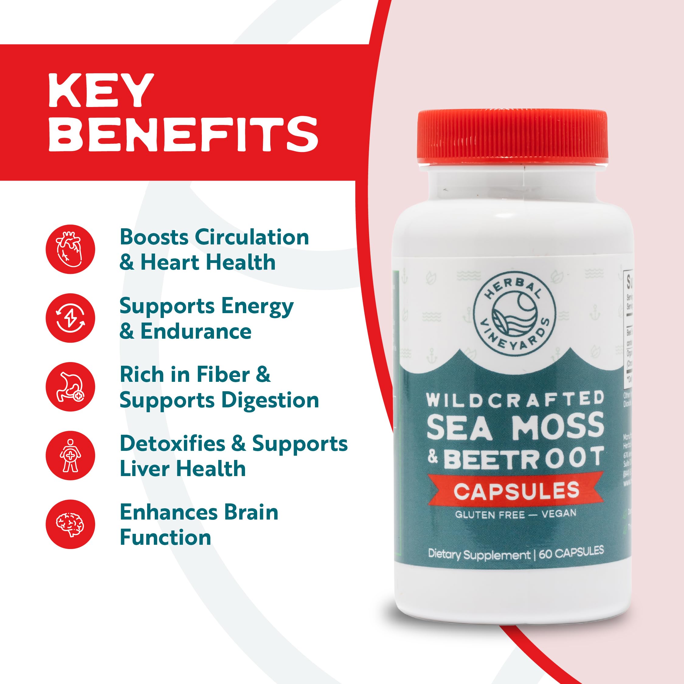 Herbal Vineyards sea moss beetroot capsules packaging