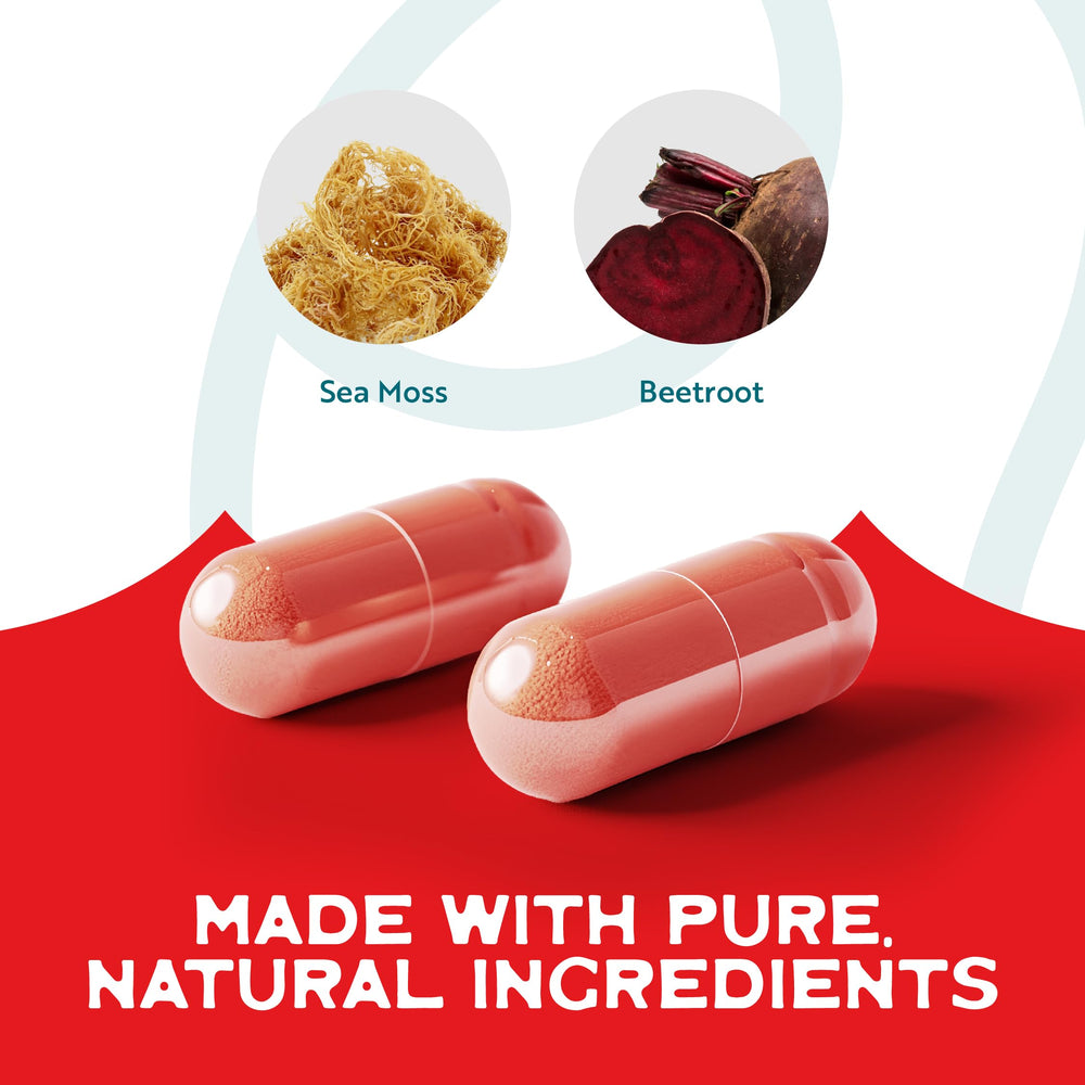 Sea moss and beetroot nutrient-rich capsule ingredients