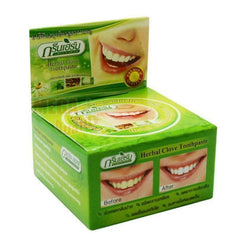 Thai herbs toothpaste packaging highlighting natural ingredients