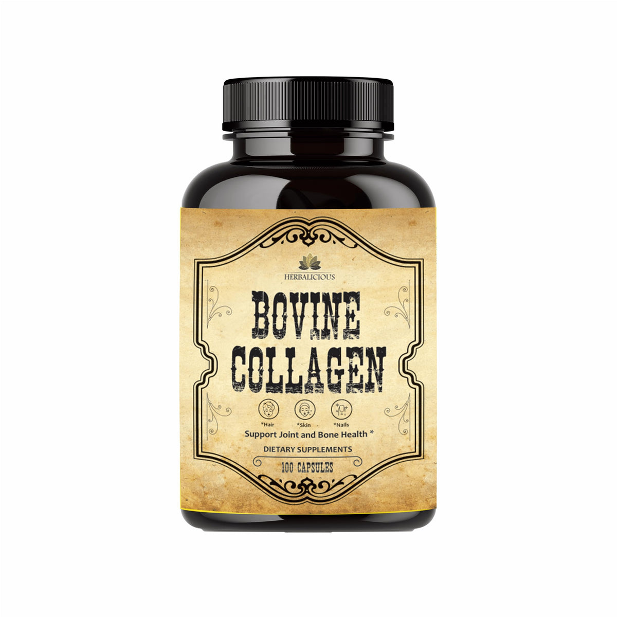 HERBALICIOUS Bovine Collagen bottle on white background