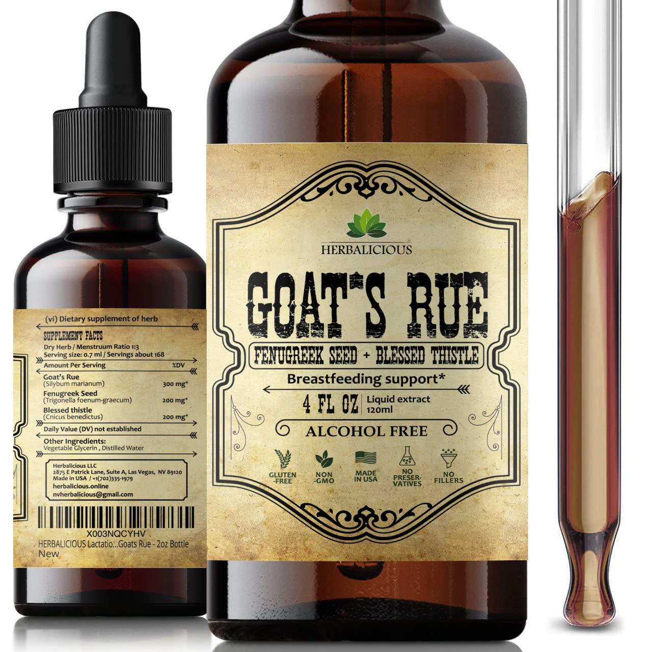 HERBALICIOUS Goat's Rue Liquid Extract bottle label