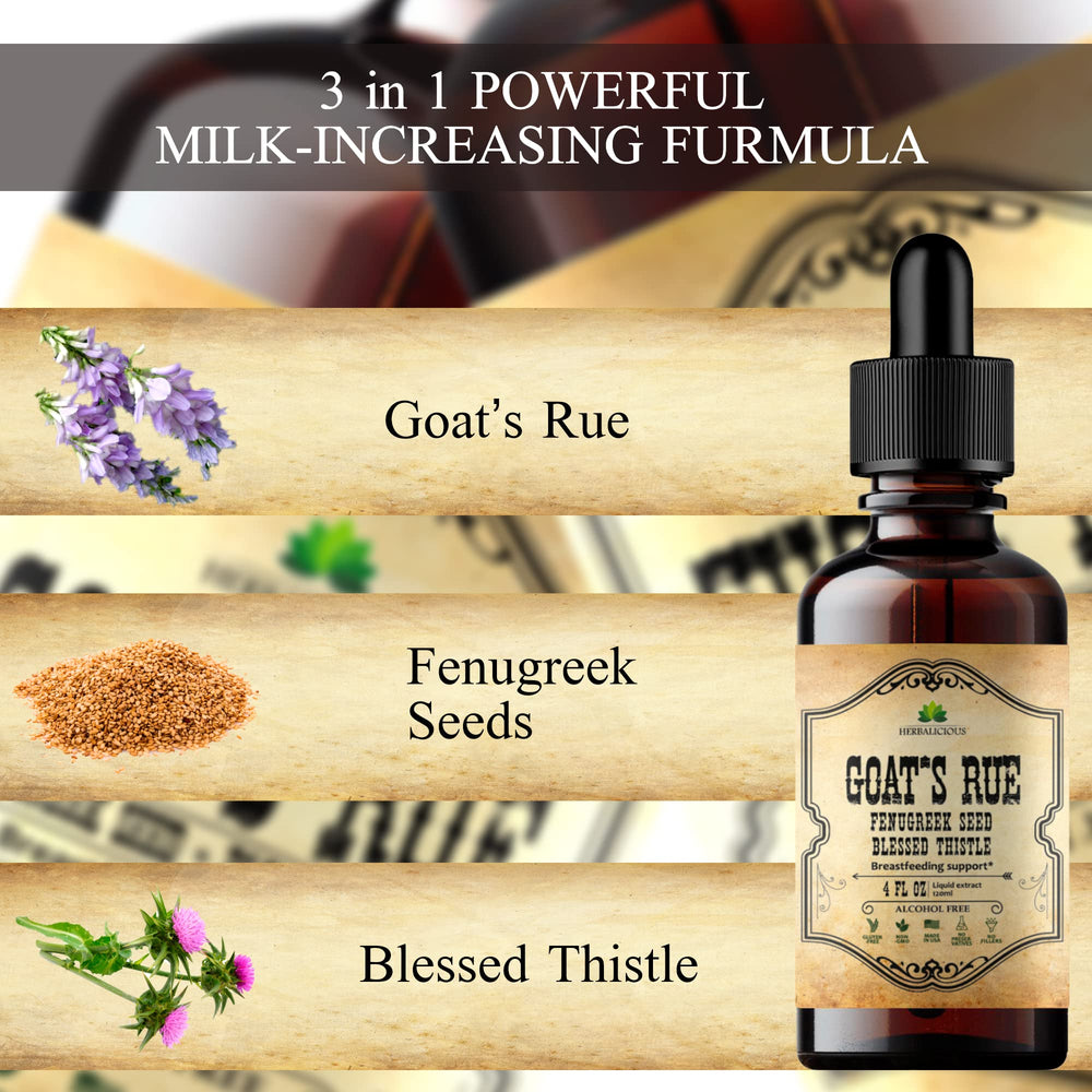 Close-up of HERBALICIOUS Goat's Rue Liquid Extract bottle