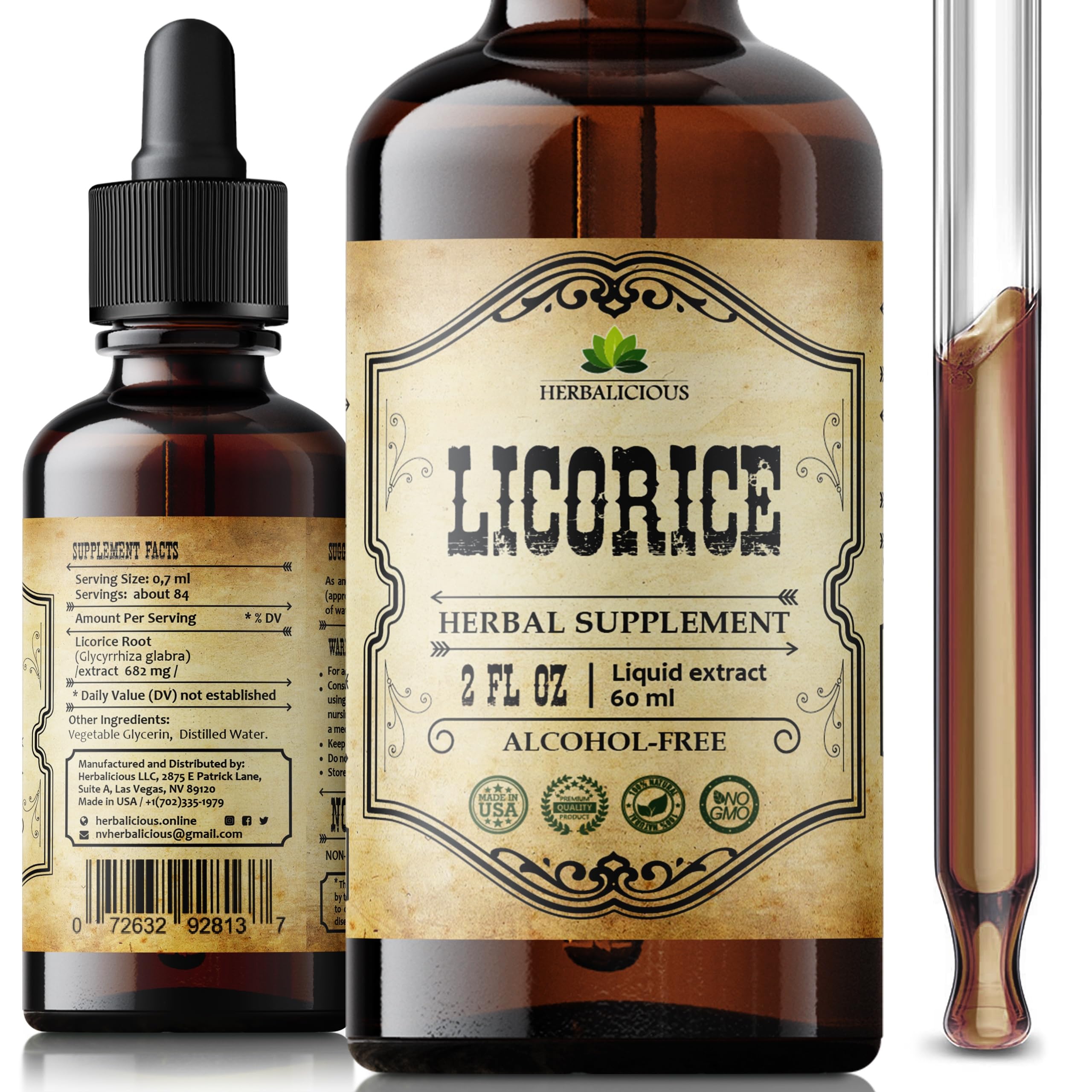2 oz bottle of HERBALICIOUS Licorice Root Extract