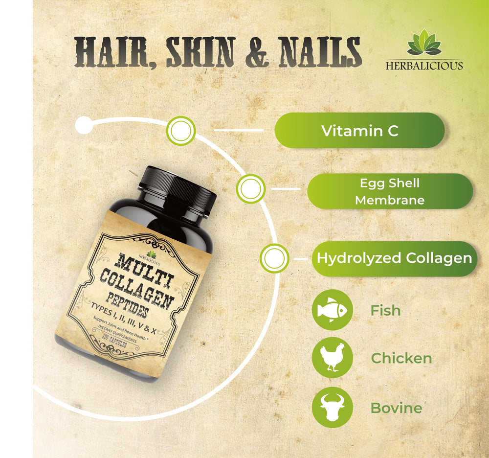 Close-up of collagen capsules inside the bottle