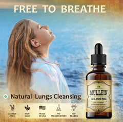 HERBALICIOUS Mullein Drops organic Verbascum thapsus leaf highlights natural lung support.